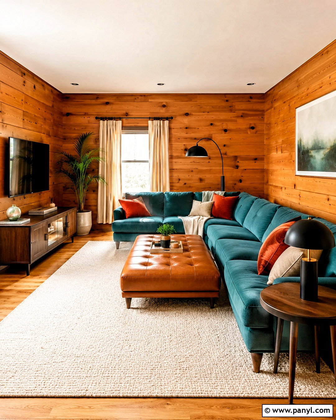 Knotty Pine Walls With Teal And Rust - 40 Knotty Pine Walls Color Schemes