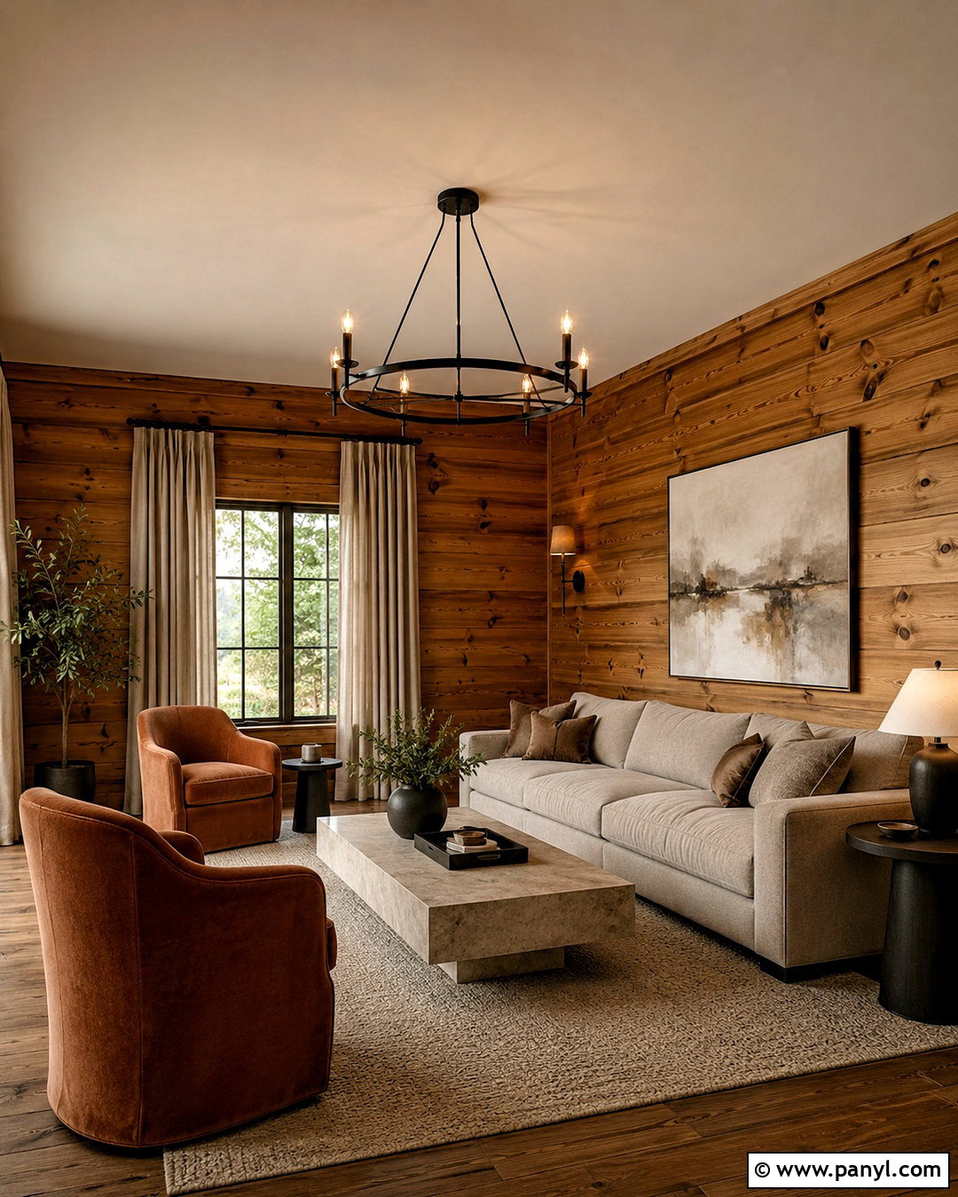 Knotty Pine Walls With Terracotta And Taupe - 40 Knotty Pine Walls Color Schemes