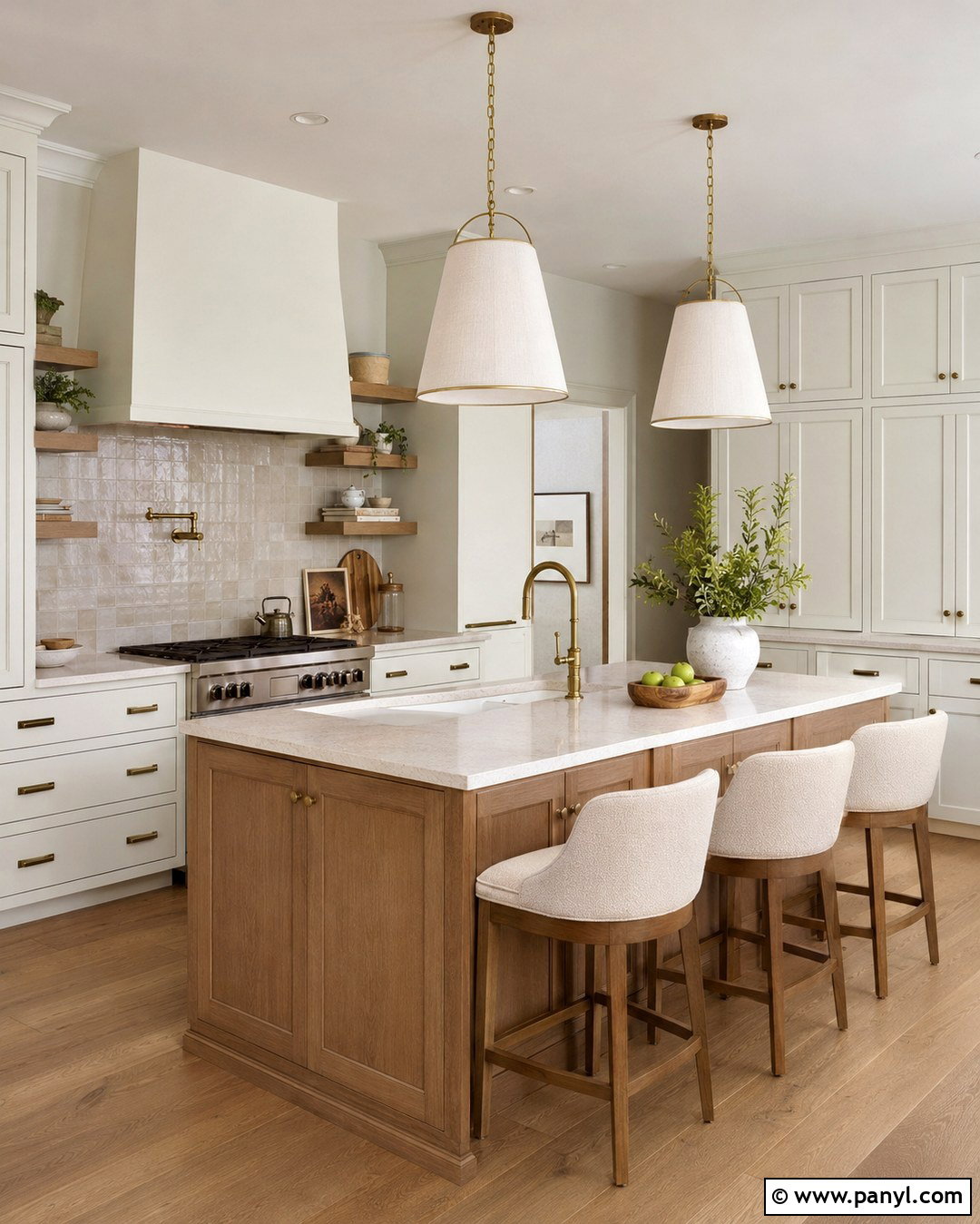 KraftMaid Cottage Cabinets With A Wicker Island - 20 Kraftmaid Cottage Color Ideas
