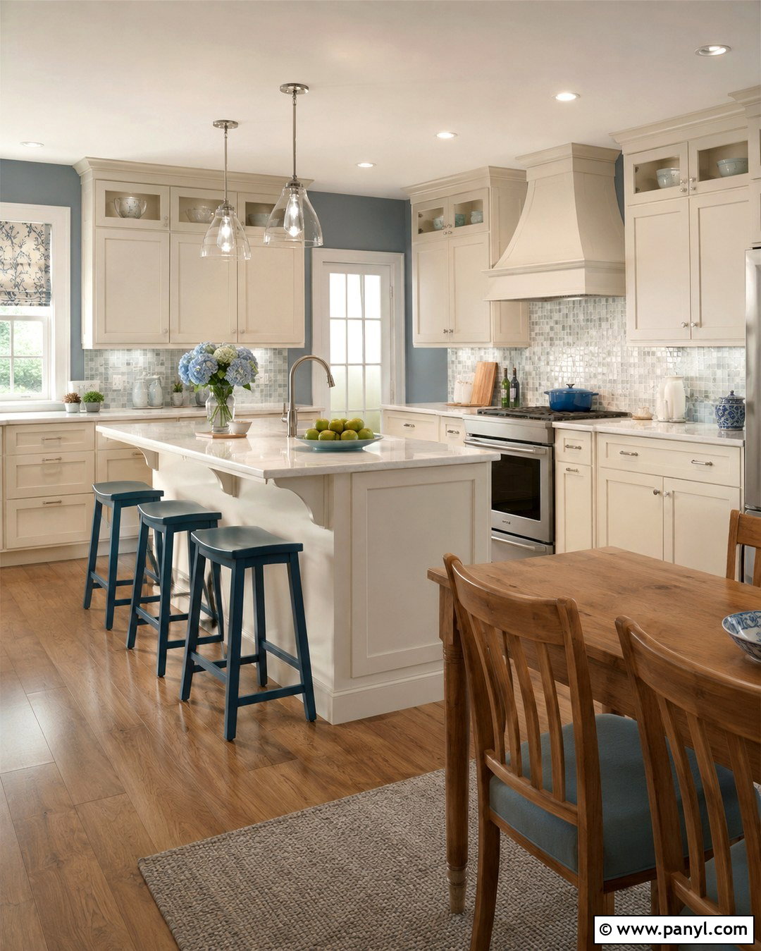 KraftMaid Cottage Cabinets With Blue Gray Walls - 20 Kraftmaid Cottage Color Ideas