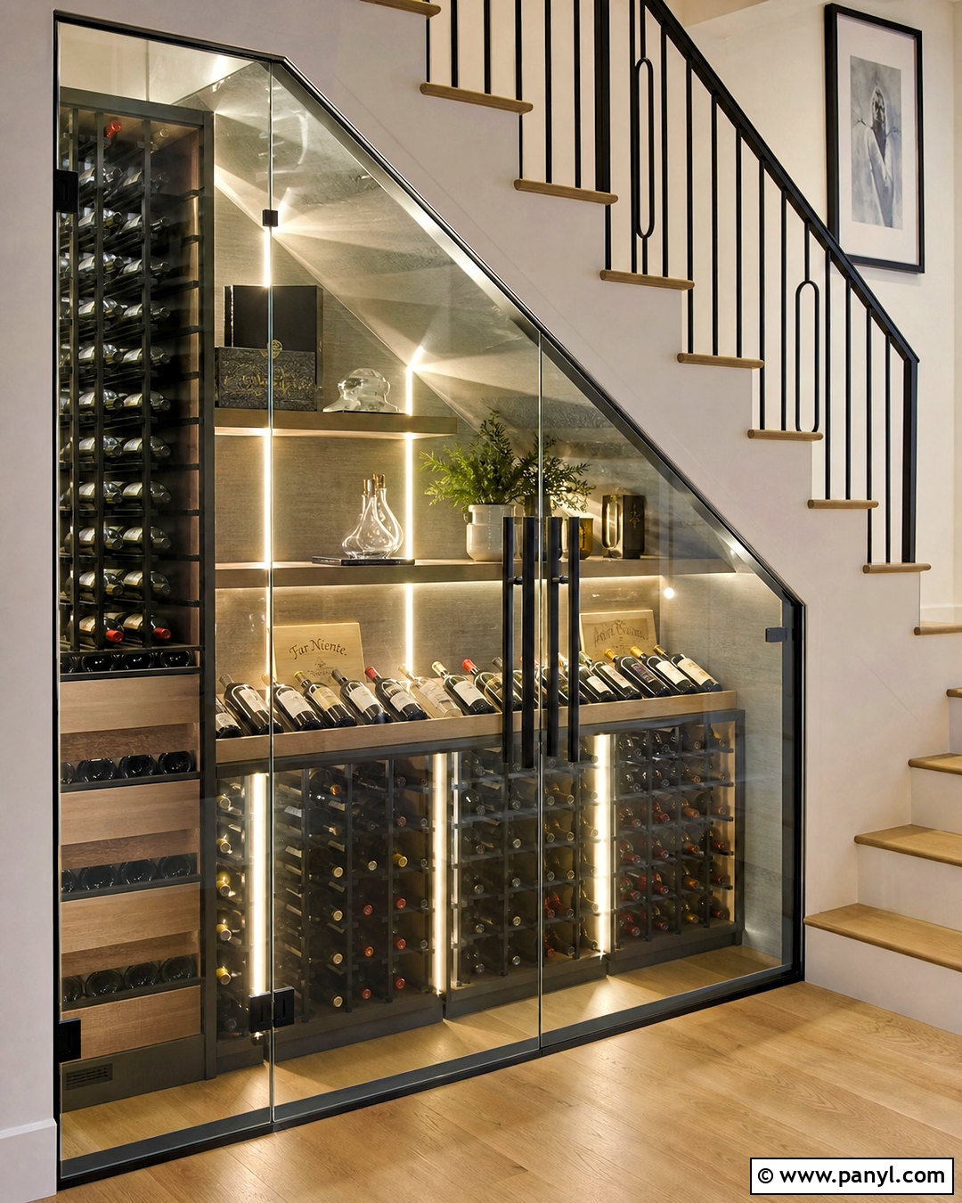 LED Lit Under Stairs Wine Cellar - 20 under stairs wine cellar modern ideas