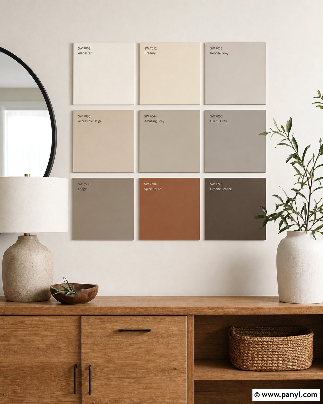 Labeled Paint Sample Grid - 25 Paint Samples On Wall Ideas