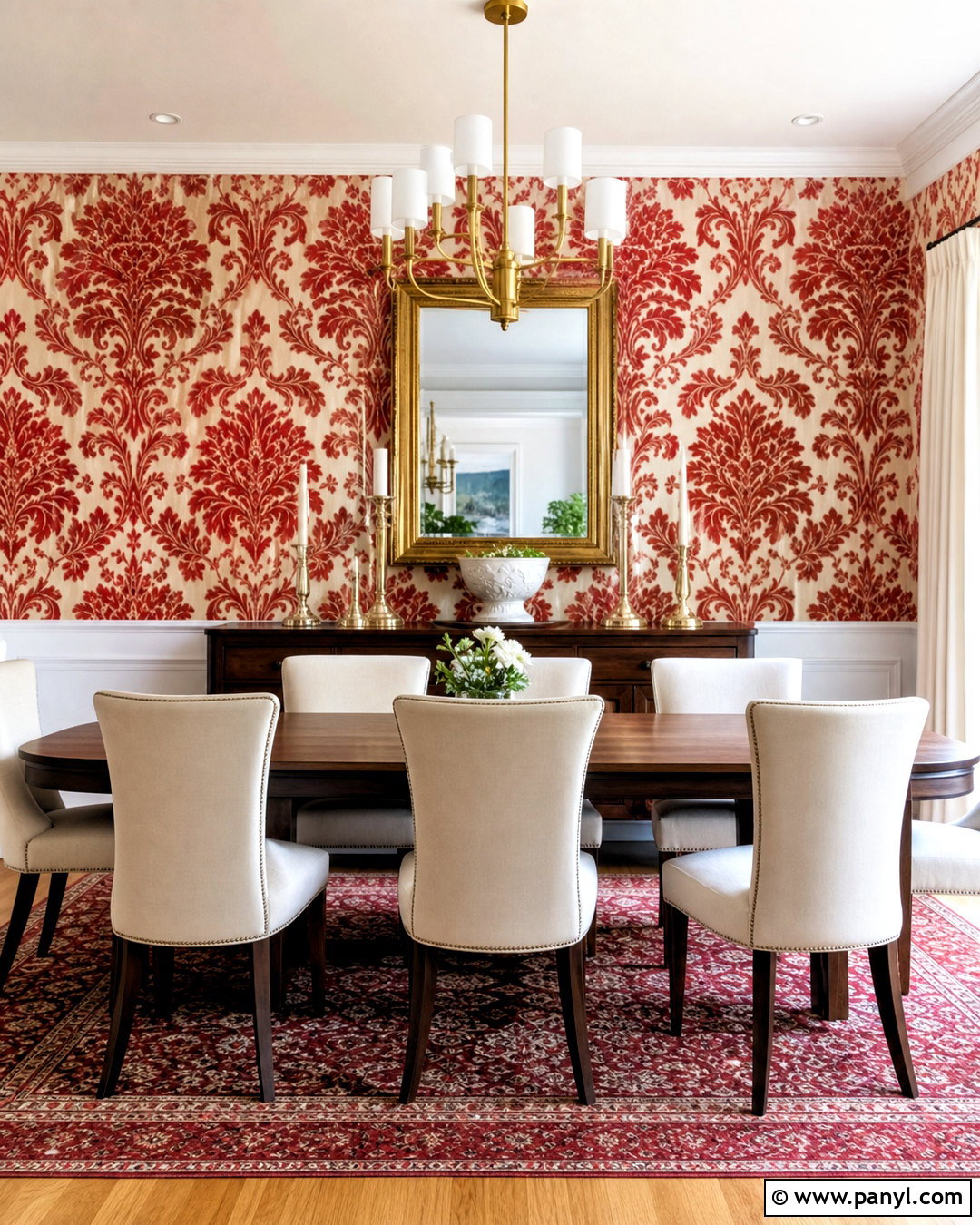 Large Baroque Red And White Damask Pattern - 20 red and white damask patterns