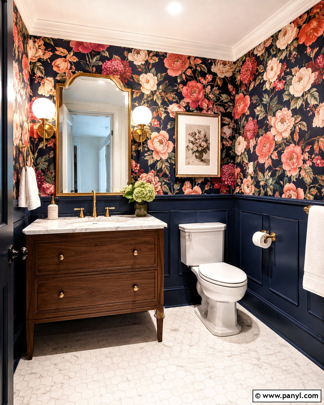 Large Floral Wallpaper Powder Room - 20 large floral wallpaper ideas