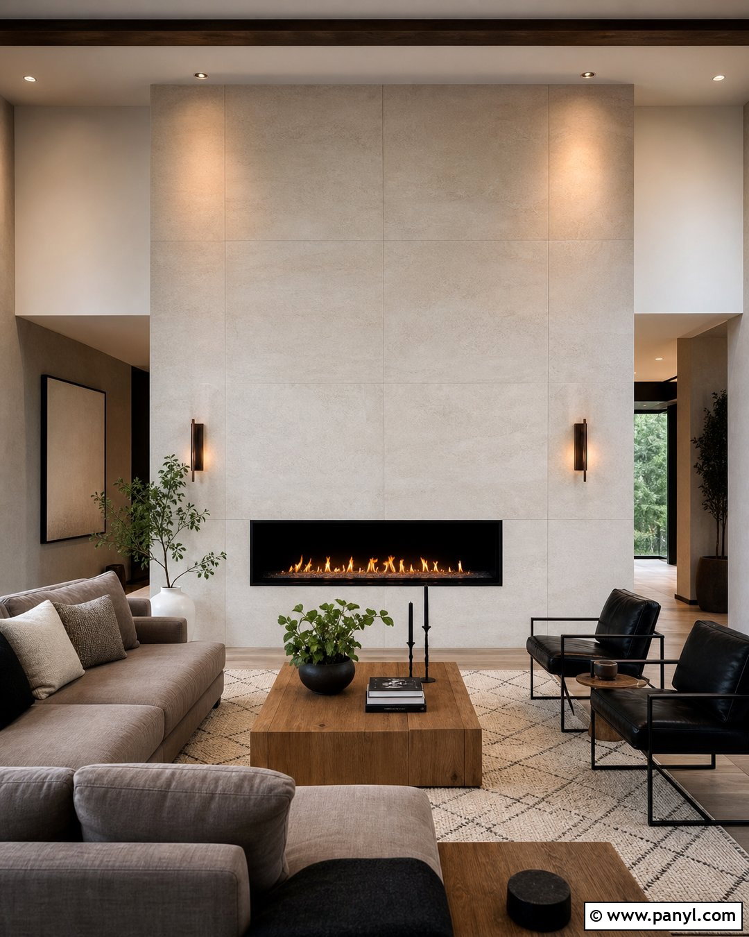 Large Format Porcelain Tile Fireplace Accent Wall - 25 Accent Wall Above Fireplace Ideas