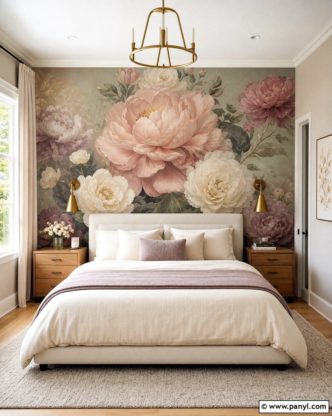 Large Peony Floral Wall Mural Bedroom - 20 floral wall mural ideas