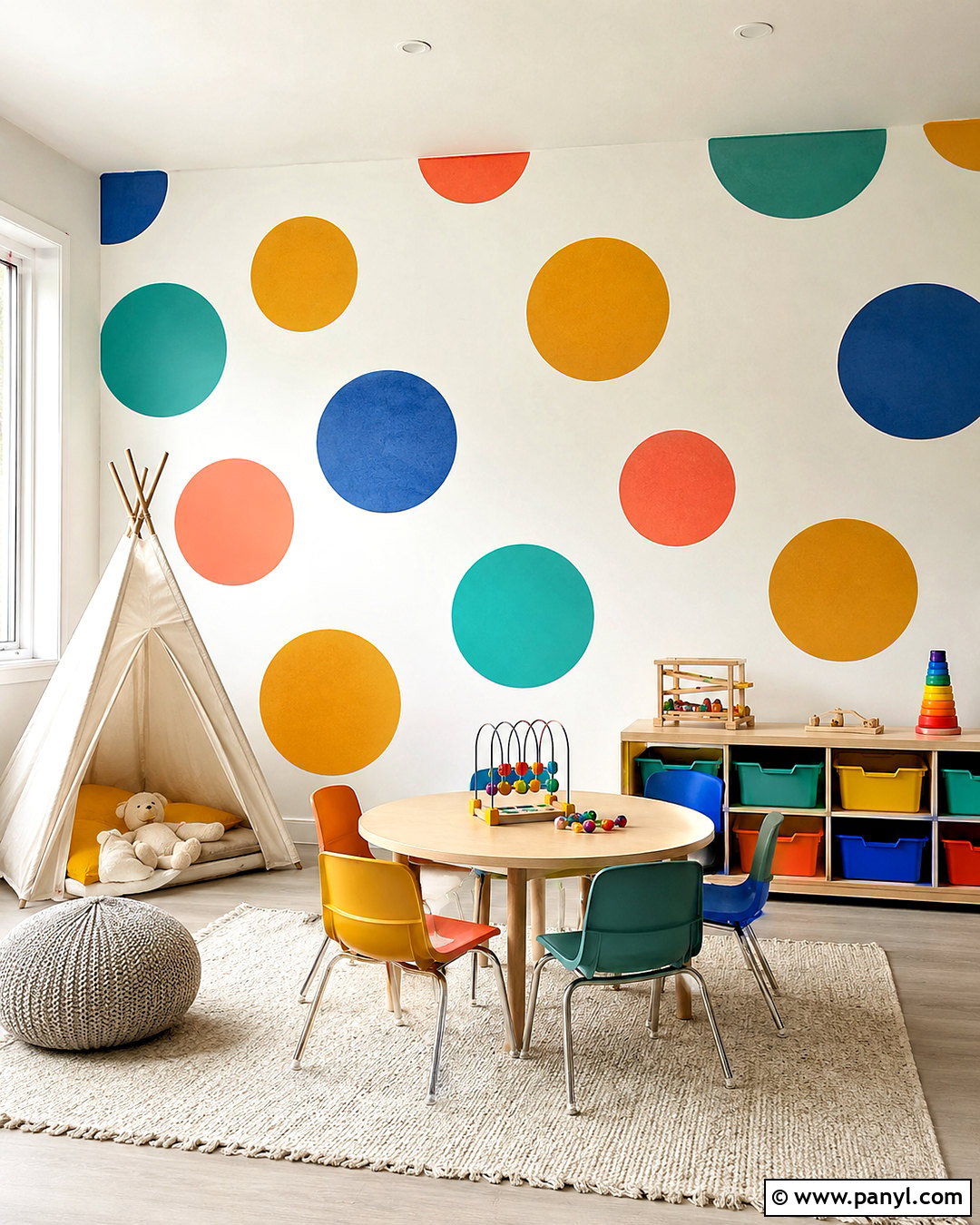 Large Polka Dot Playroom Wall - 40 polka dot walls