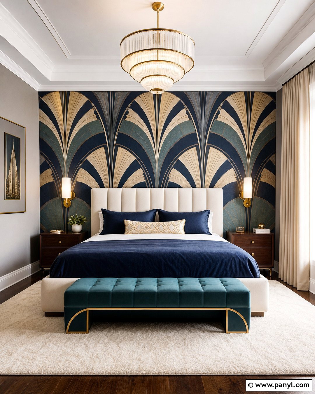 Large Scale Art Deco Wallpaper Bedroom - 20 Floating Whisper - Large Scale Wallpaper Ideas