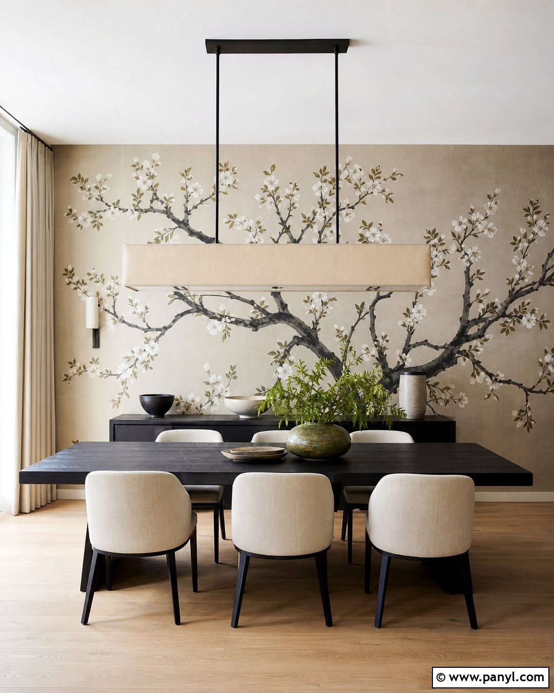 Large Scale Branch Wallpaper Dining Room - 20 Floating Whisper - Large Scale Wallpaper Ideas