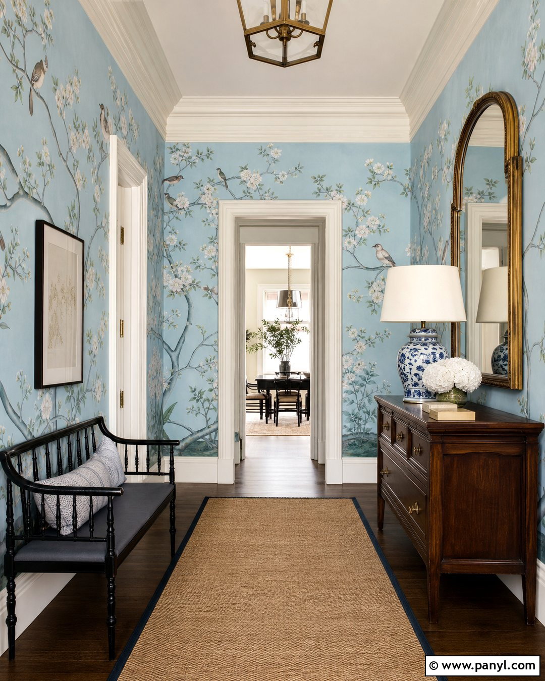 Large Scale Chinoiserie Wallpaper Entryway - 20 Floating Whisper - Large Scale Wallpaper Ideas