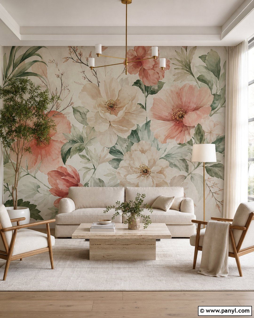 Large Scale Floral Wallpaper Living Room - 20 Floating Whisper - Large Scale Wallpaper Ideas