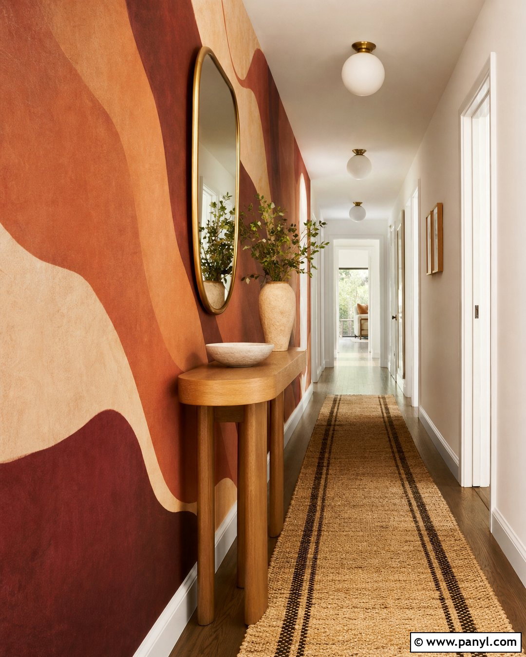 Large Scale Terracotta Wallpaper Hallway - 20 Floating Whisper - Large Scale Wallpaper Ideas