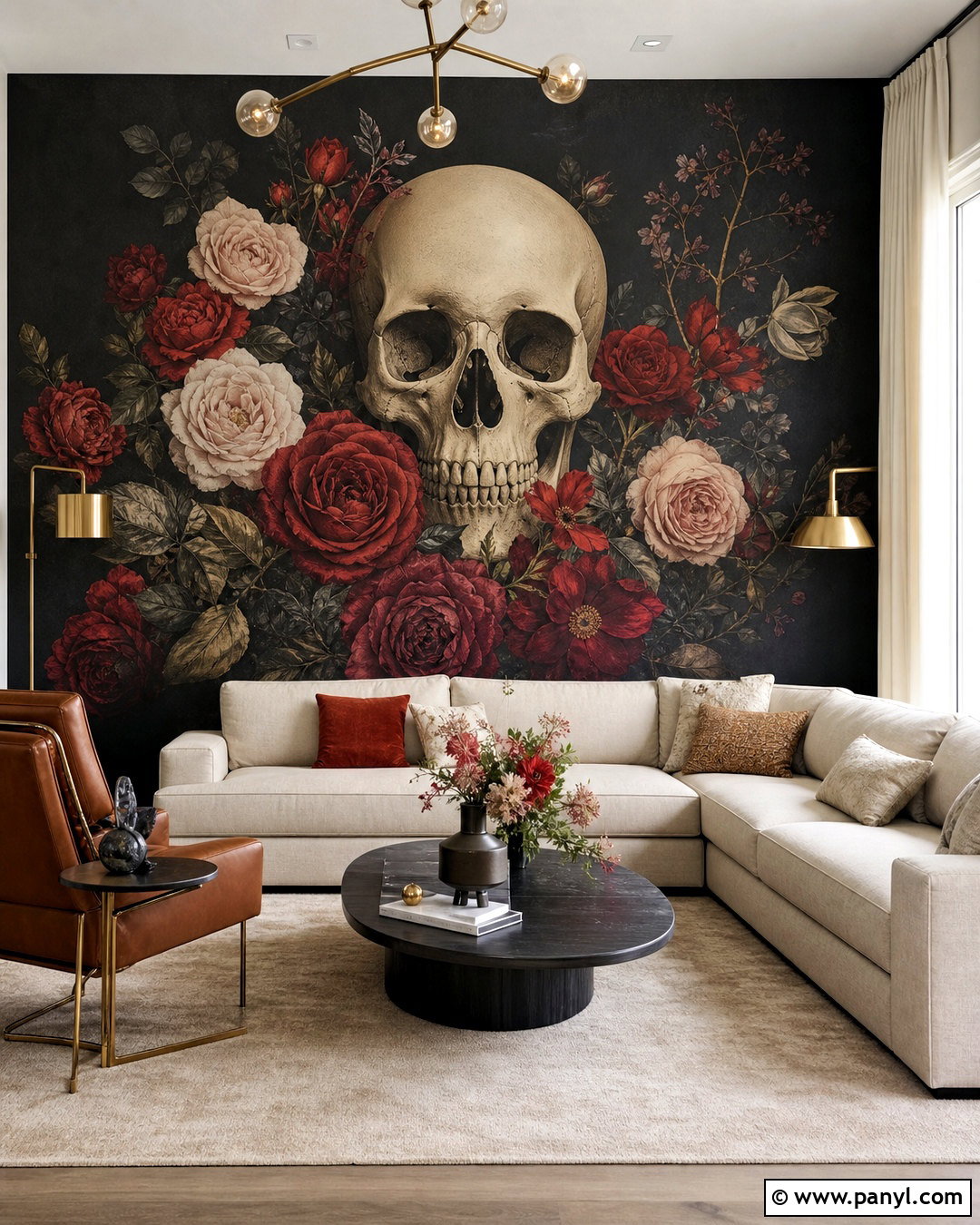Large Skull And Rose Wallpaper Mural - 20 skull and rose pattern wallpaper ideas