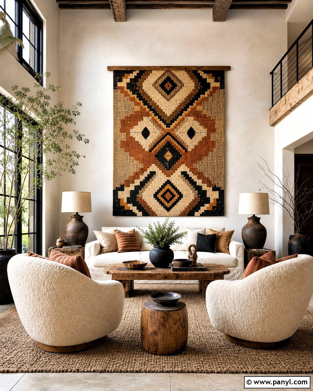 Large Tapestry On A Tall Wall - 20 high ceiling wall decor living room ideas