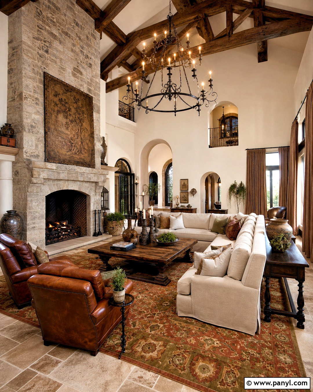 Large Tuscan Great Room - 20 tuscan living room ideas