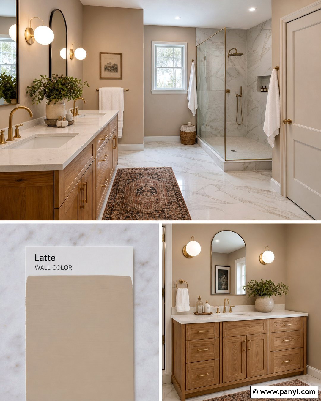 Latte Bathroom With Marble Tile - 30 Latte Wall Color Ideas