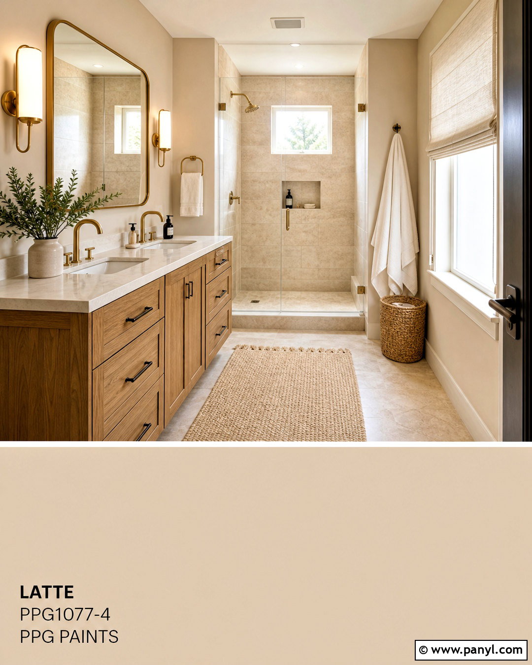 Latte Bathroom With Travertine Tile - 20 latte paint color ideas
