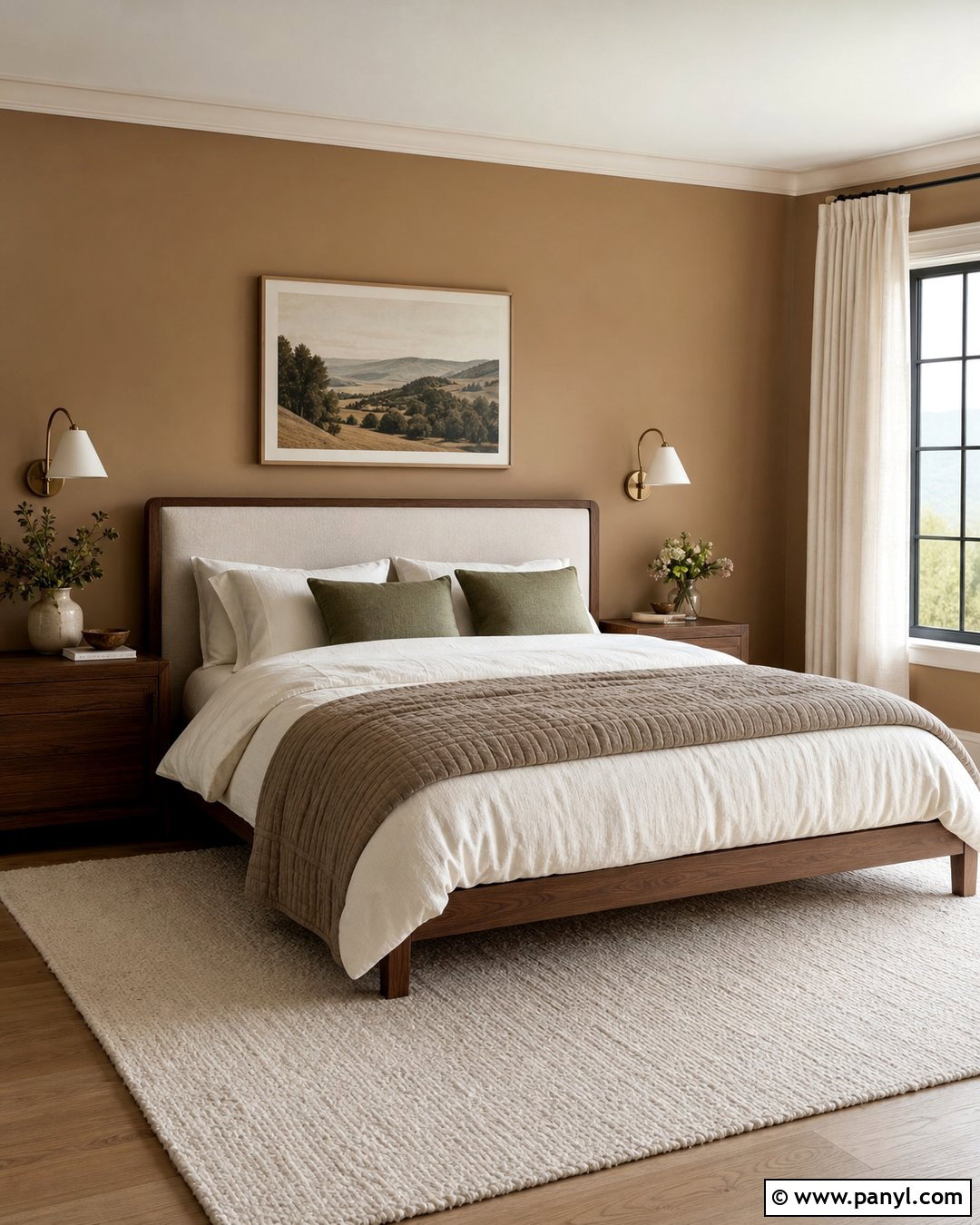 Latte Bedroom With Walnut Furniture - 30 Latte Wall Color Ideas