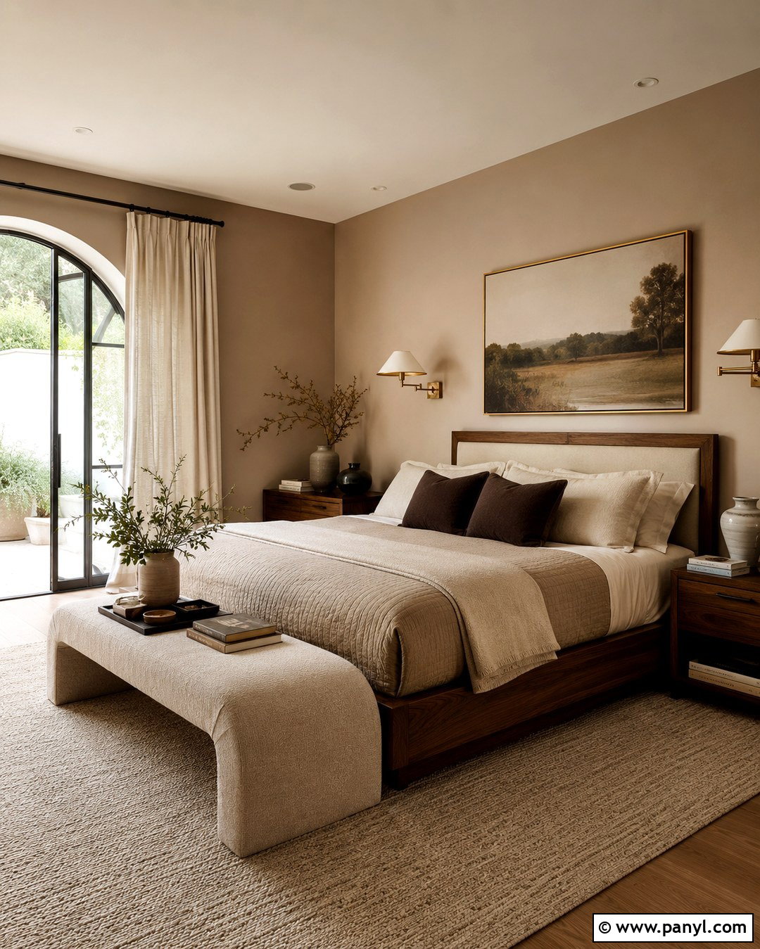 Latte Bedroom With Walnut Furniture - 20 Late Color Wall Ideas