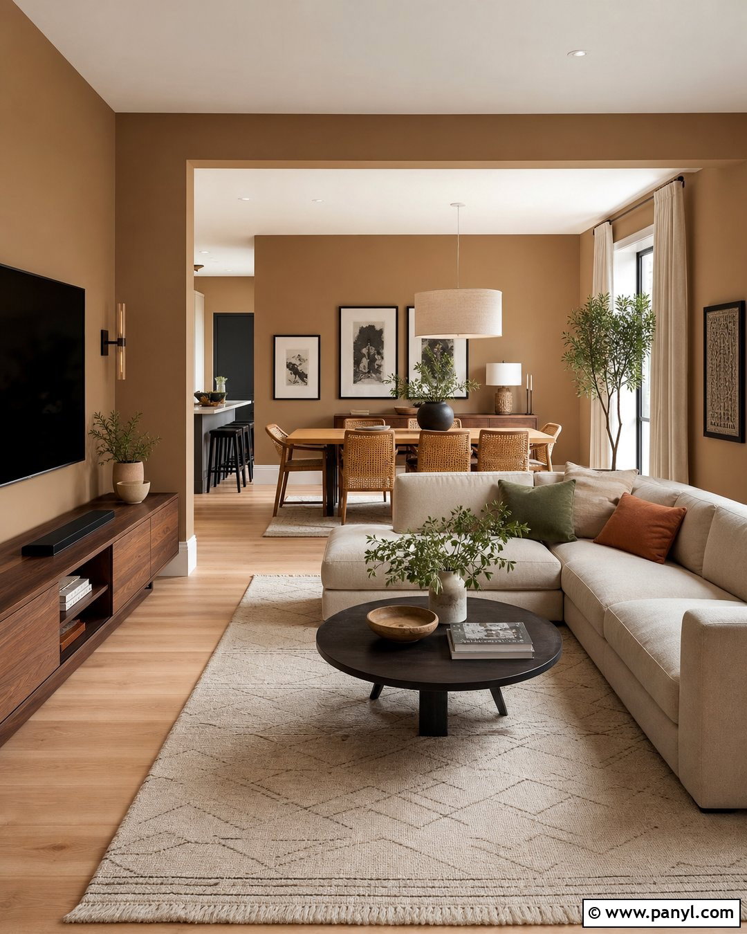 Latte Brown Open Living Room Walls - 25 Warm Brown Wall Color Ideas
