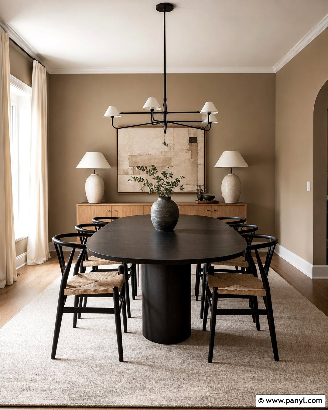 Latte Dining Room With Black Accents - 30 Latte Wall Color Ideas