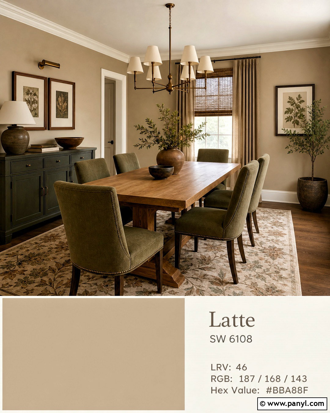 Latte Dining Room With Olive Green - 20 latte paint color ideas