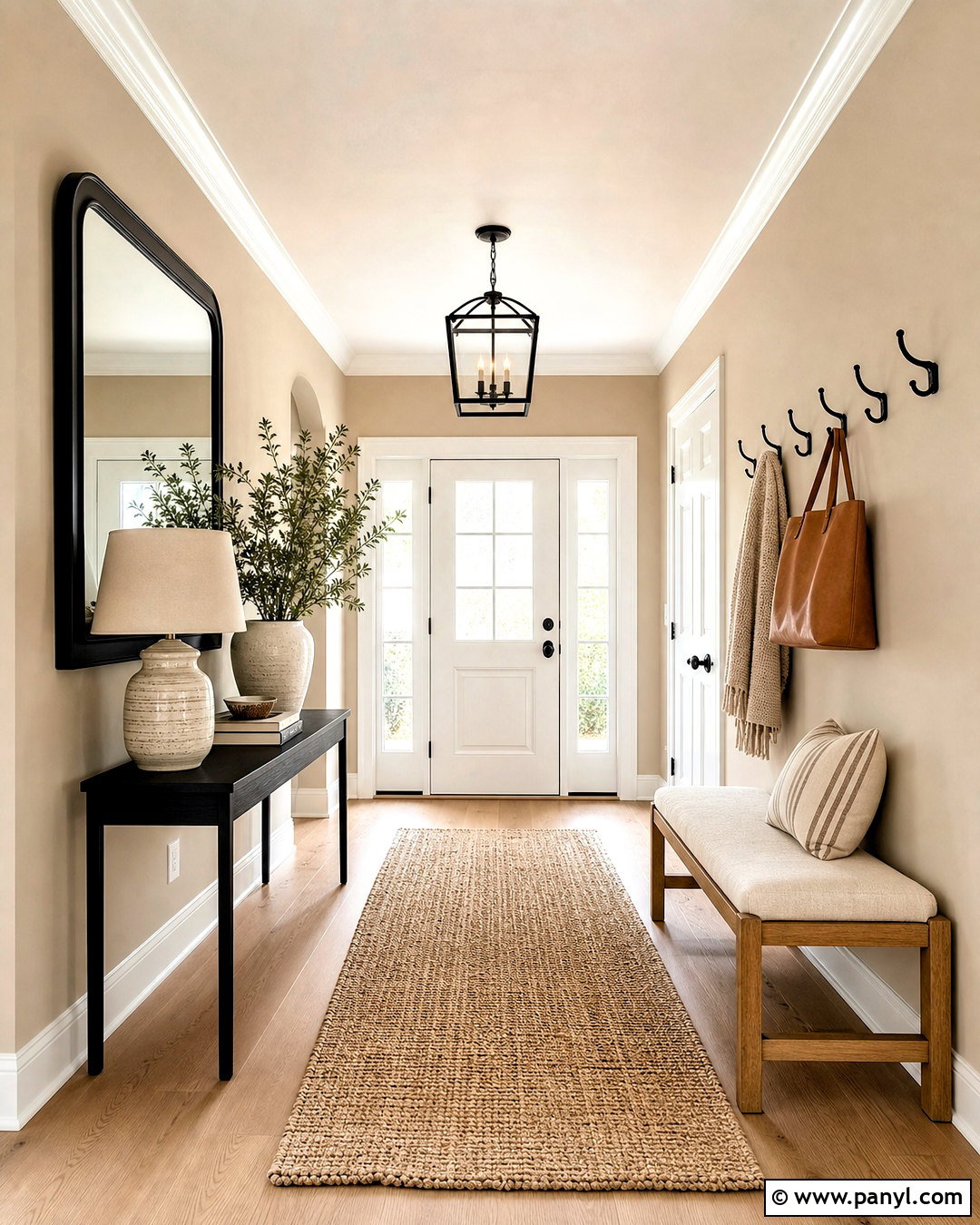 Latte Entryway With Black Accents - 20 latte paint color ideas