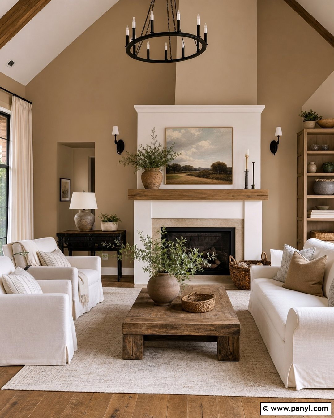 Latte Farmhouse Living Room - 30 Latte Wall Color Ideas