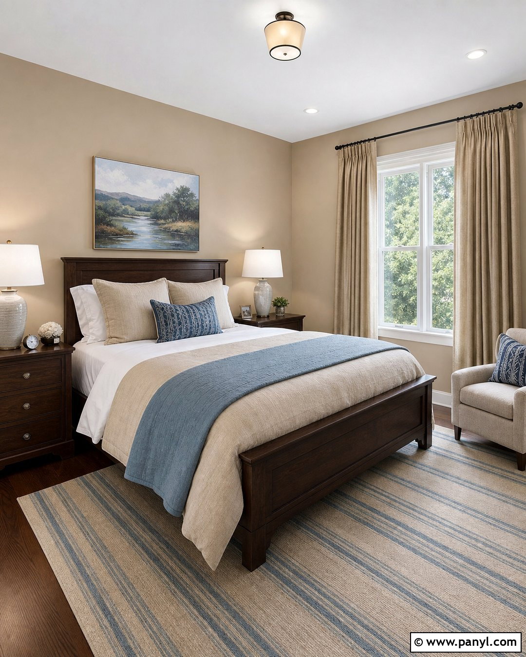 Latte Guest Bedroom With Blue Accents - 30 Latte Wall Color Ideas