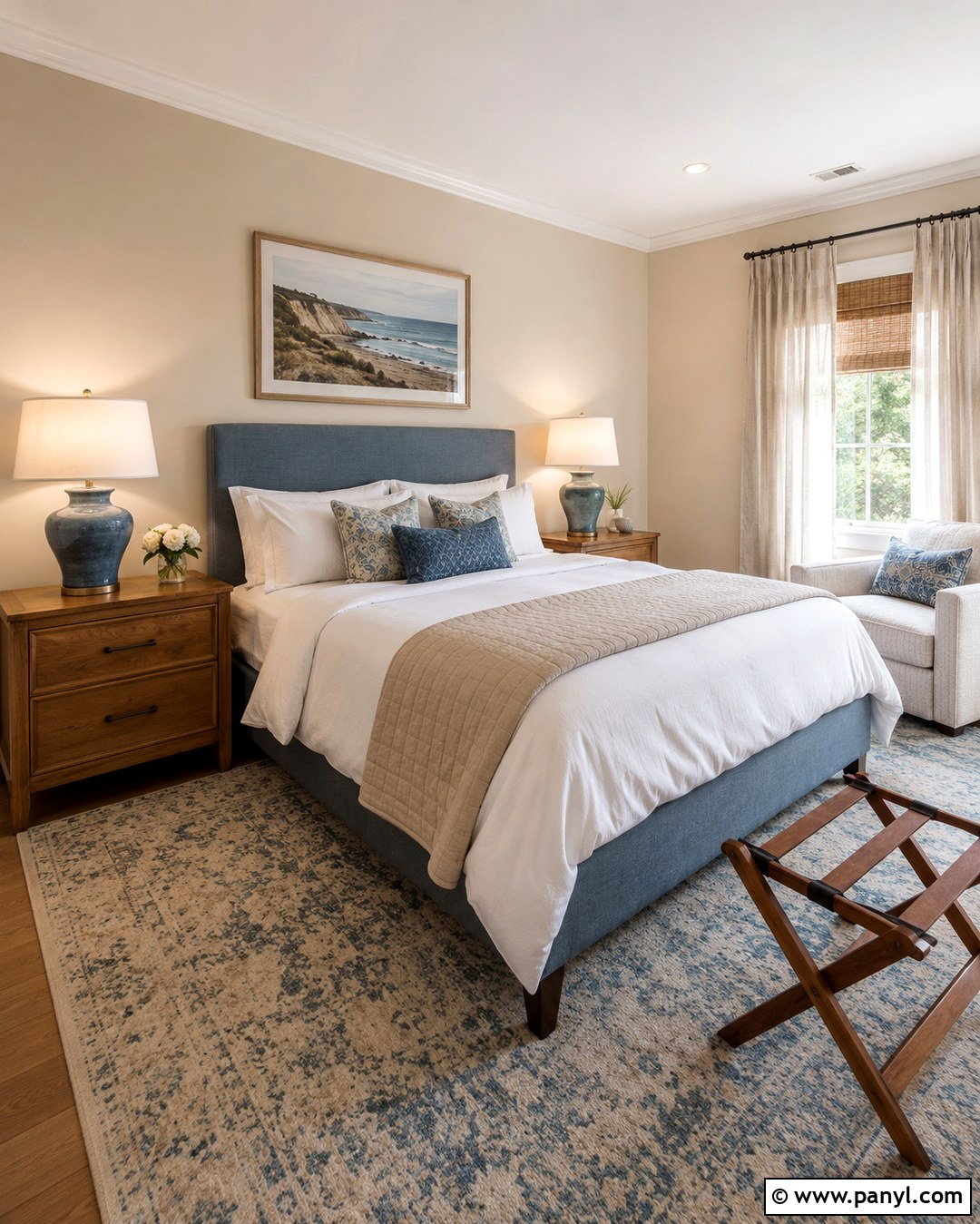 Latte Guest Room With Dusty Blue - 20 Late Color Wall Ideas