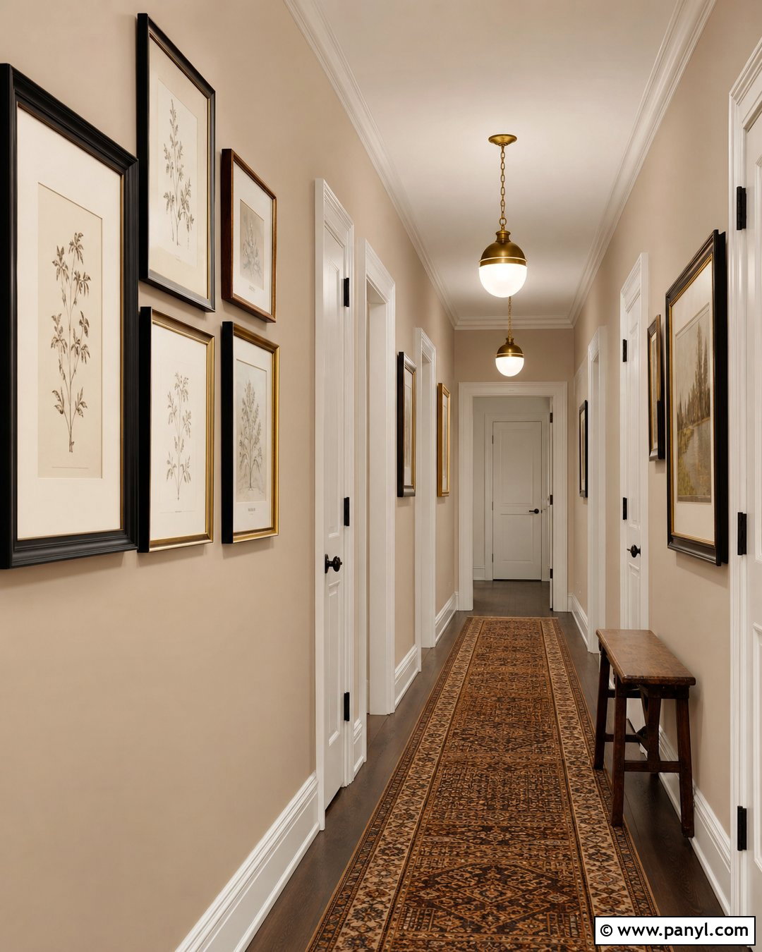 Latte Hallway With Gallery Wall - 30 Latte Wall Color Ideas