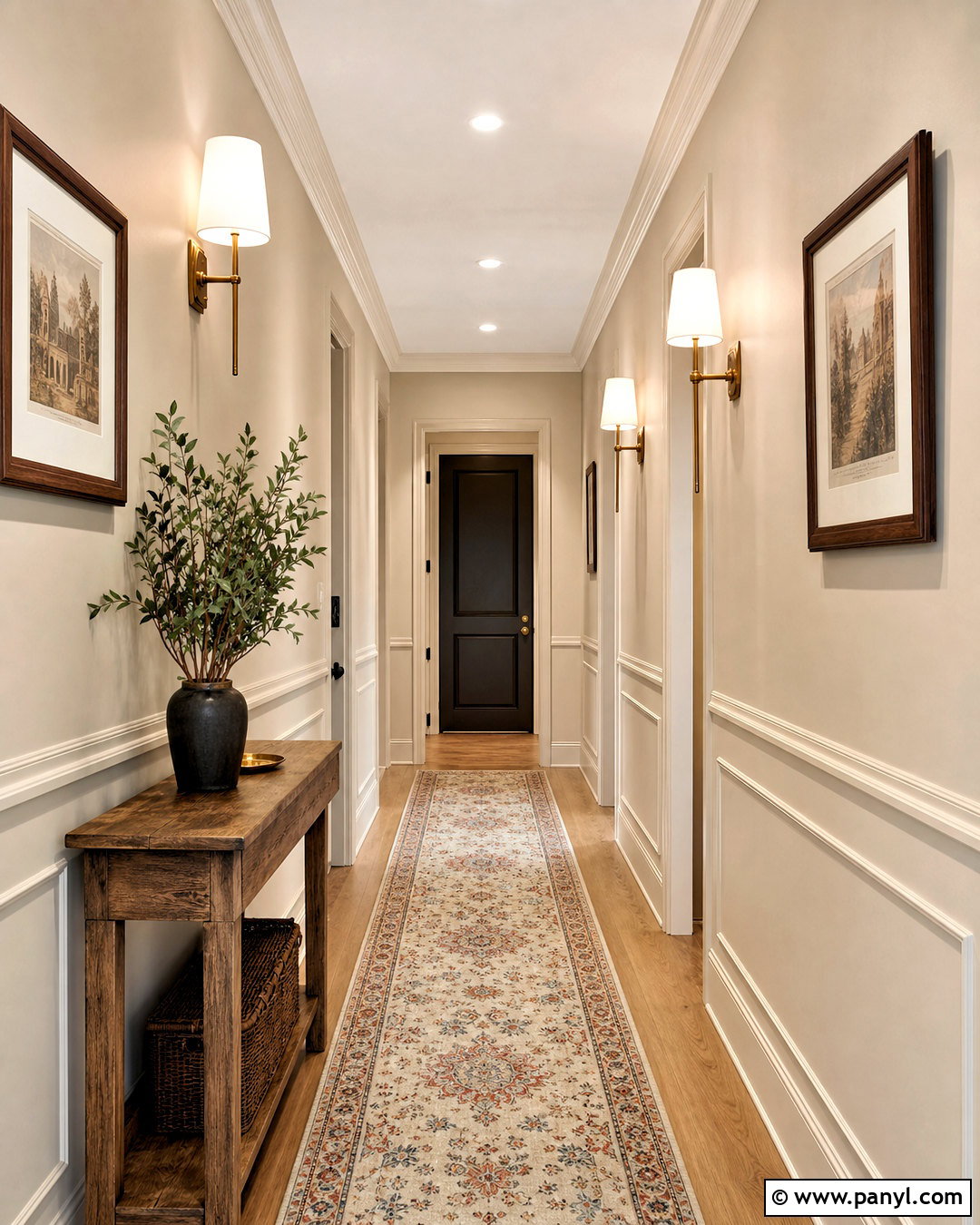 Latte Hallway With Picture Molding - 20 latte paint color ideas