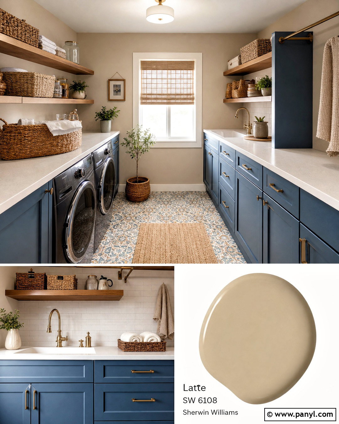 Latte Laundry Room With Blue Cabinets - 20 latte paint color ideas