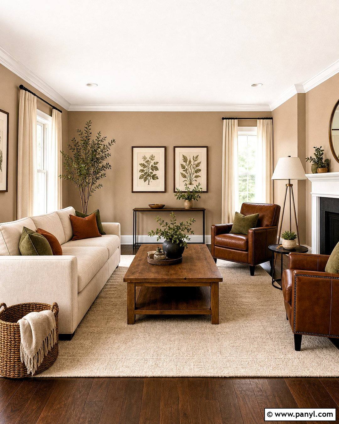 Latte Living Room With Cream Trim - 20 latte paint color ideas
