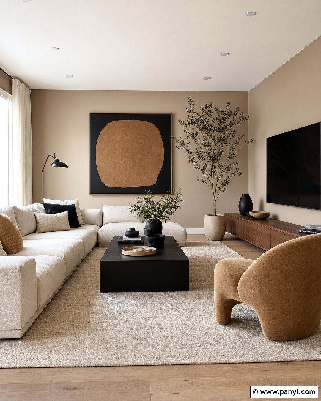 Latte Modern Living Room - 30 Latte Wall Color Ideas
