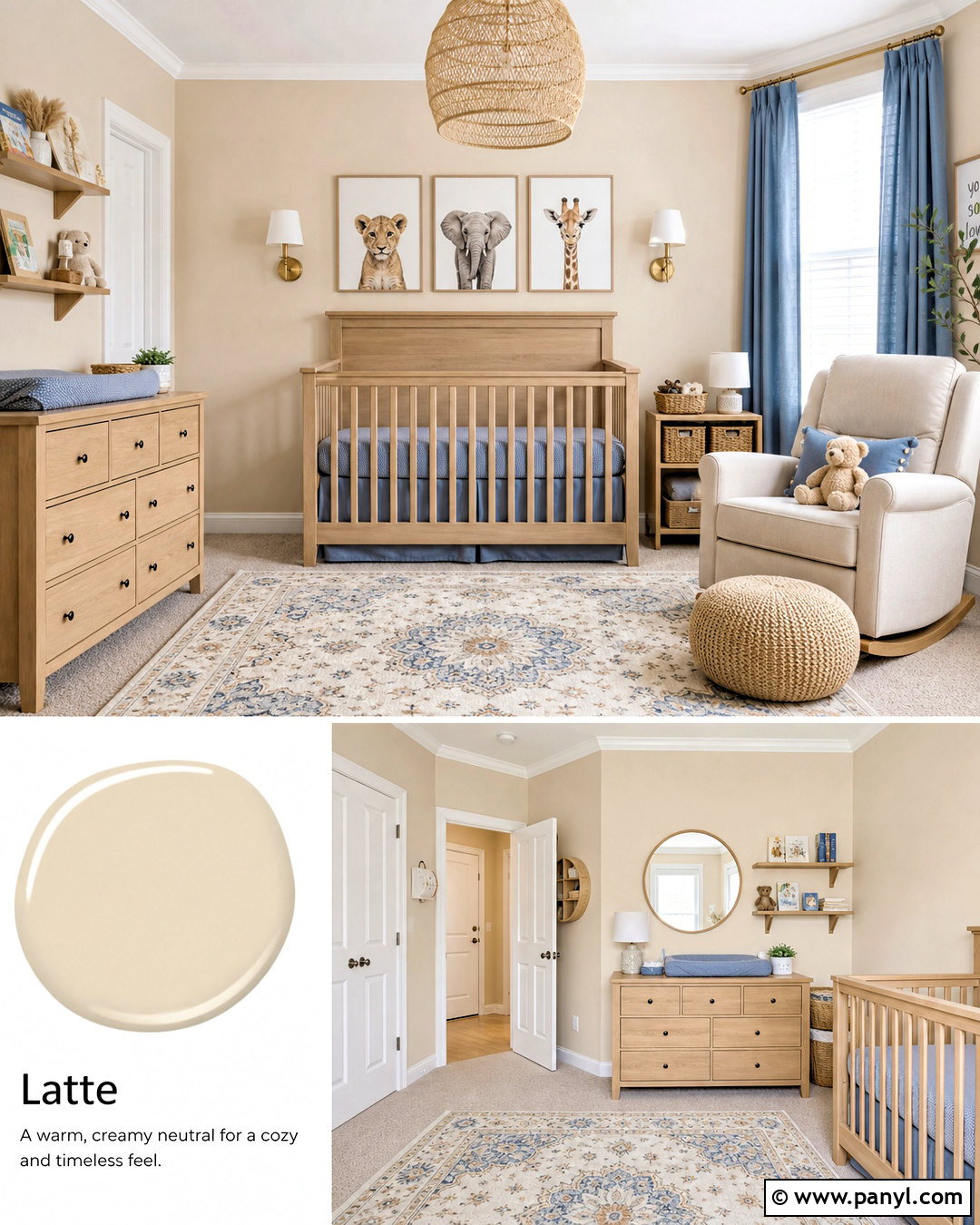 Latte Nursery With Dusty Blue - 20 latte paint color ideas