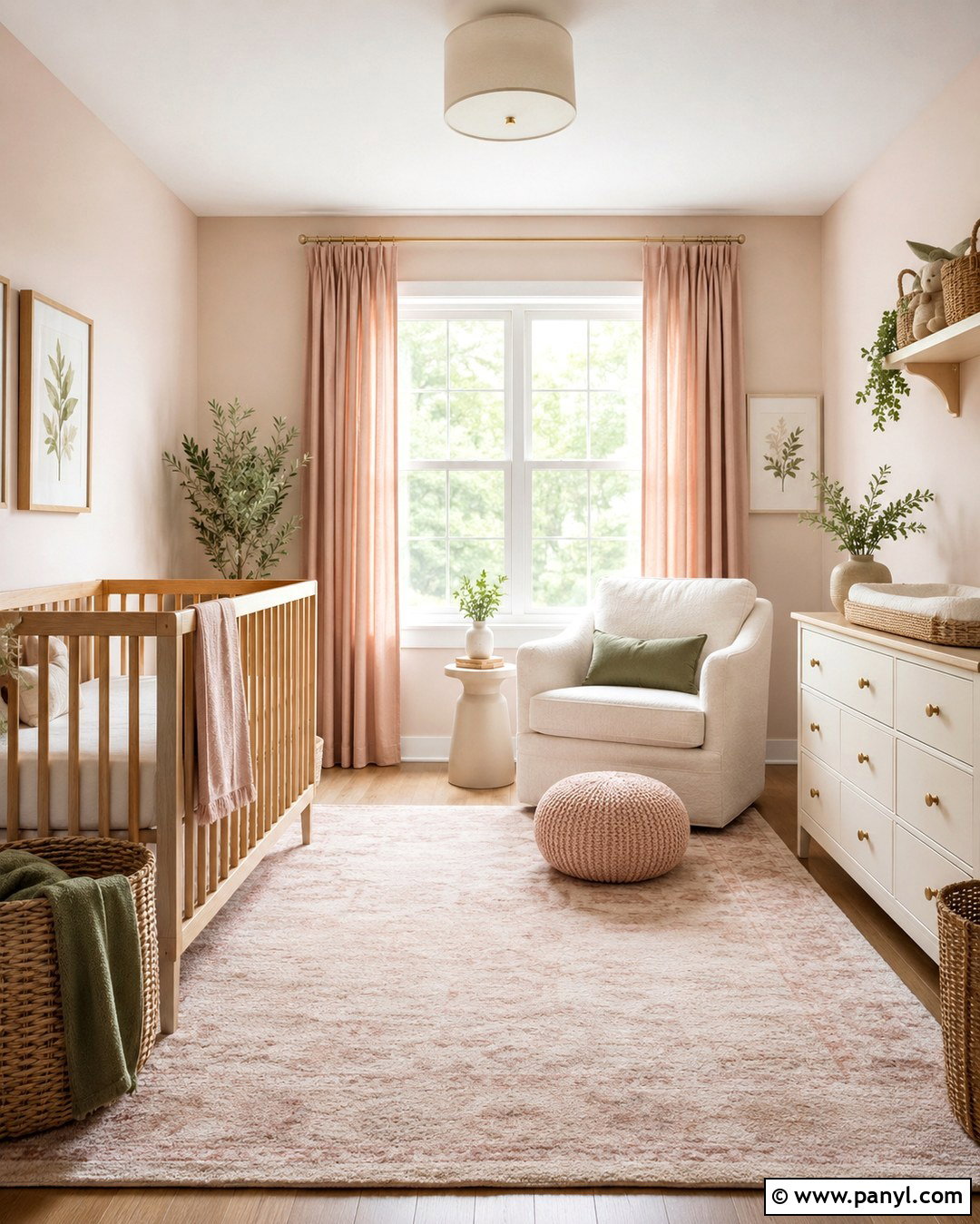 Latte Nursery With Soft Pink Decor - 20 Late Color Wall Ideas