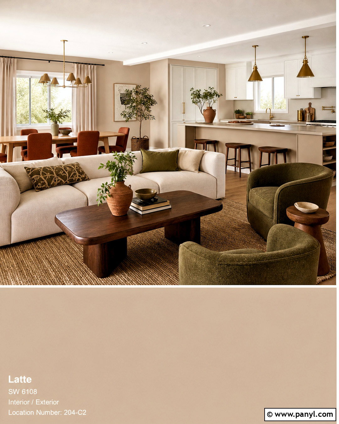 Latte Open Plan Living Space - 20 latte paint color ideas
