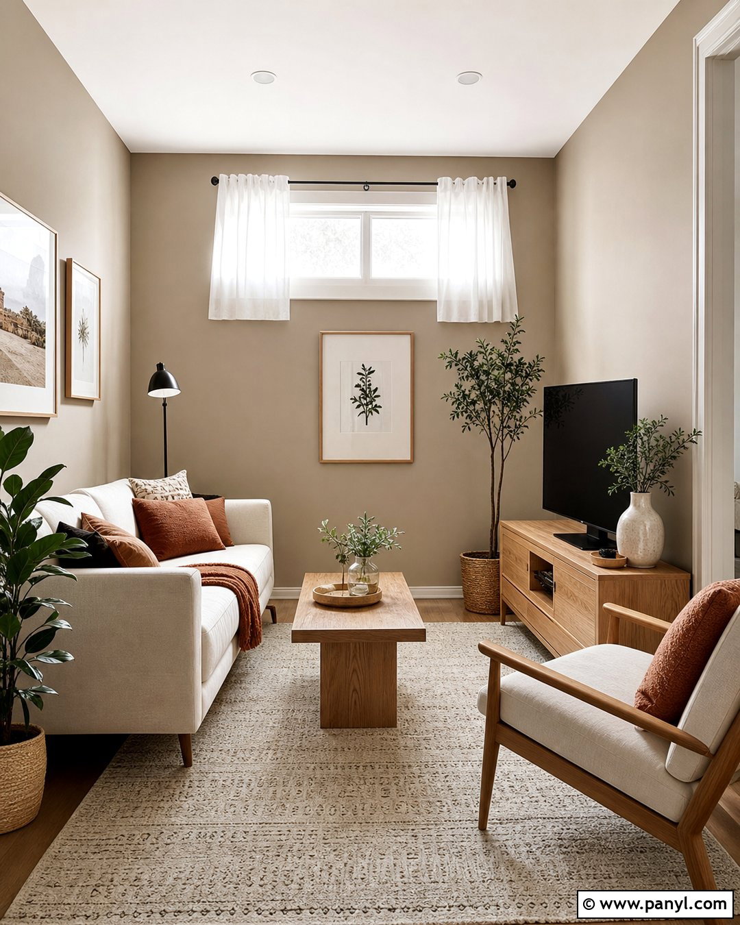 Latte Small Living Room With Light Wood - 30 Latte Wall Color Ideas