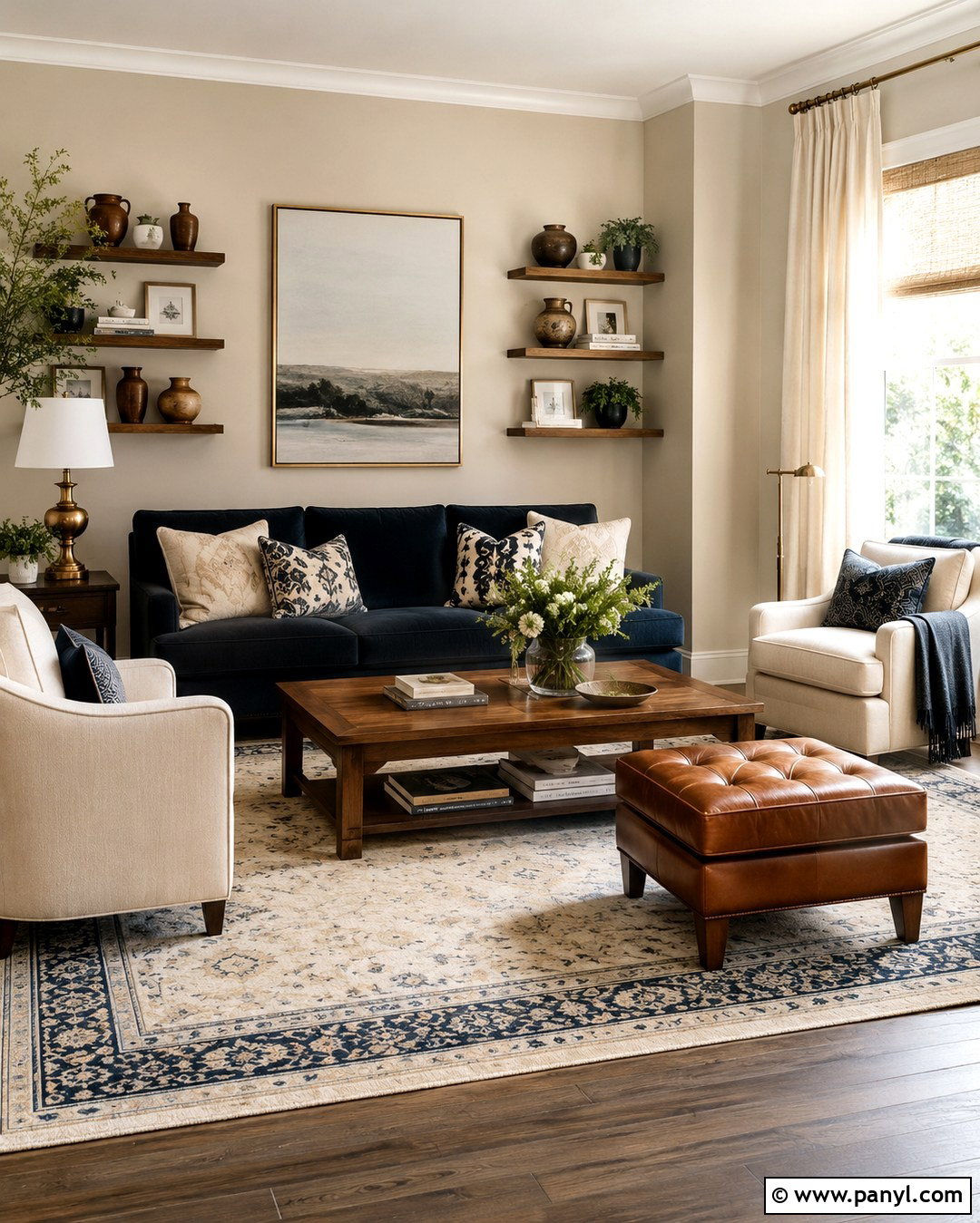 Latte Walls With Navy Blue - 20 Late Color Wall Ideas