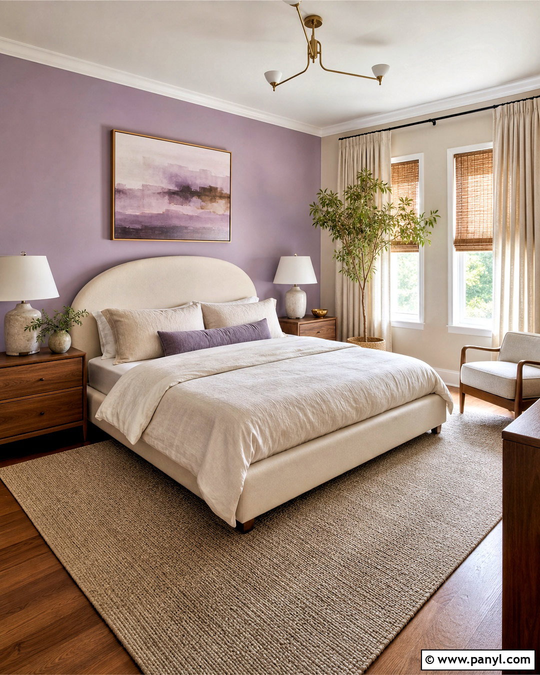 Lavender Accent Wall With Cream - 20 lavender bedroom walls