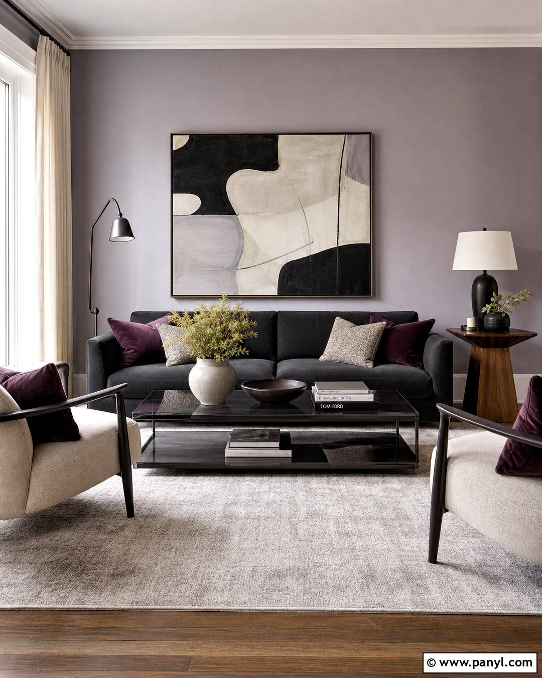 Lavender And Charcoal Drawing Room - 20 drawing room color combination ideas