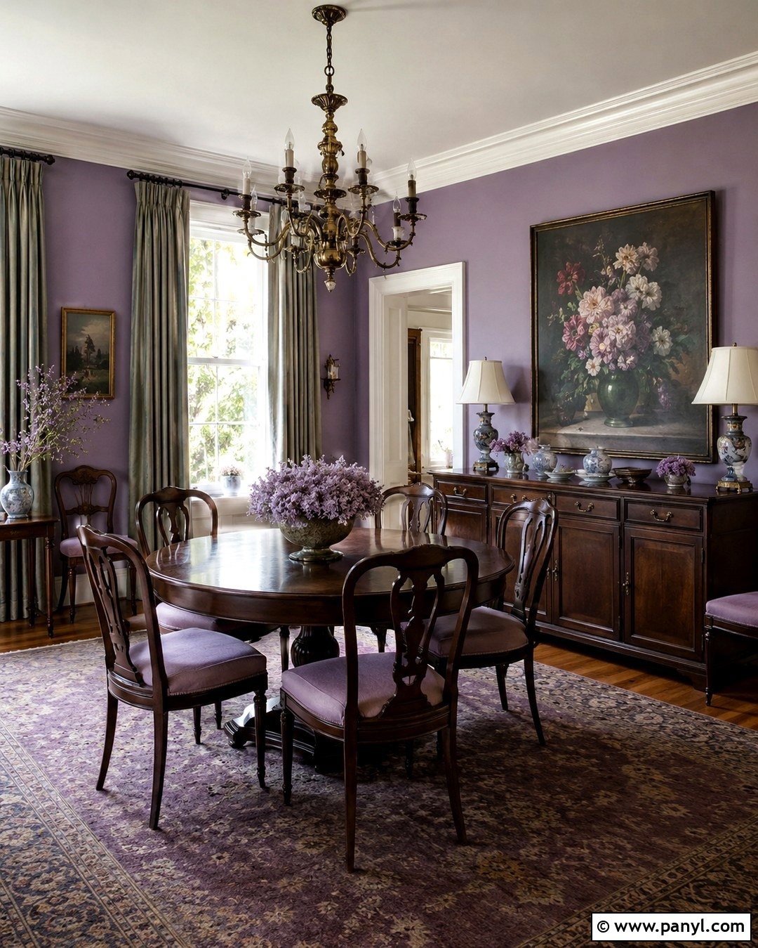 Lavender And Dark Wood Dining Room - 20 Farrow And Ball Lavender Ideas