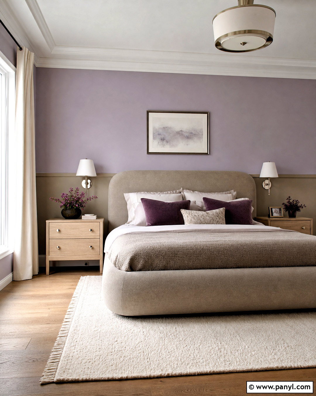 Lavender And Greige Two Tone Bedroom Walls - 20 two tone painted walls