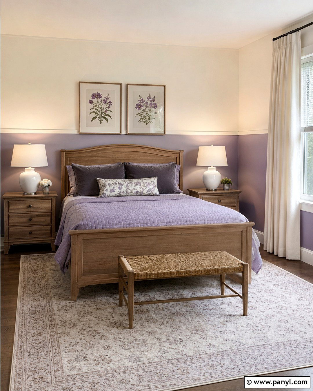 Lavender And Ivory Guest Bedroom - 20 Rooms With Two Color Walls