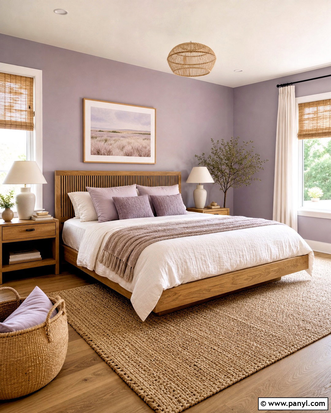 Lavender And Natural Wood Bedroom - 20 lavender paint bedroom ideas