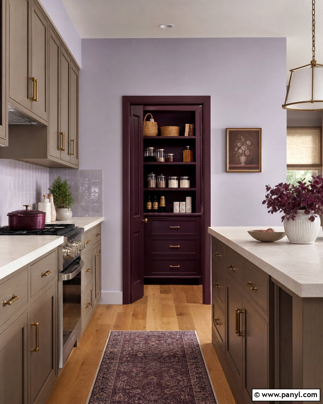 Lavender And Plum Pantry Color Block Kitchen Wall - 20 Color Block Kitchen Wall Ideas