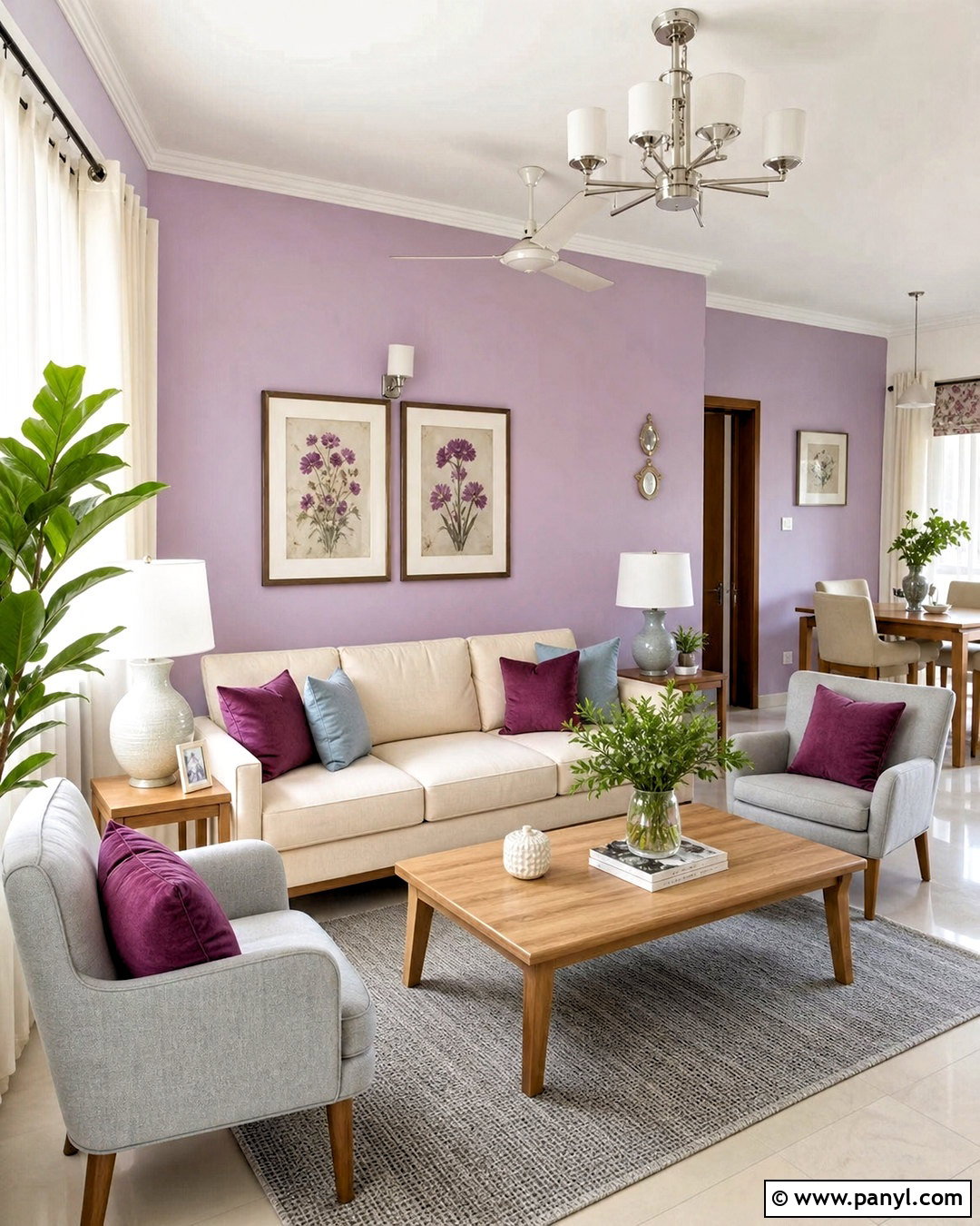 Lavender And Snow White Hall Paint - 20 hall colour paint living rooms indian ideas