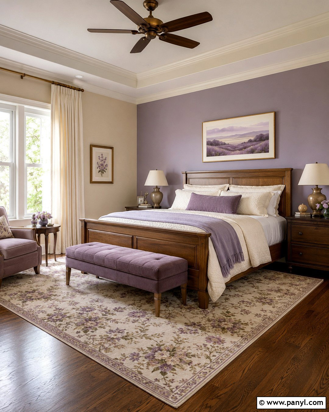 Lavender And Soft Cream Interior Walls - 20 Colour Combination For Interior Walls