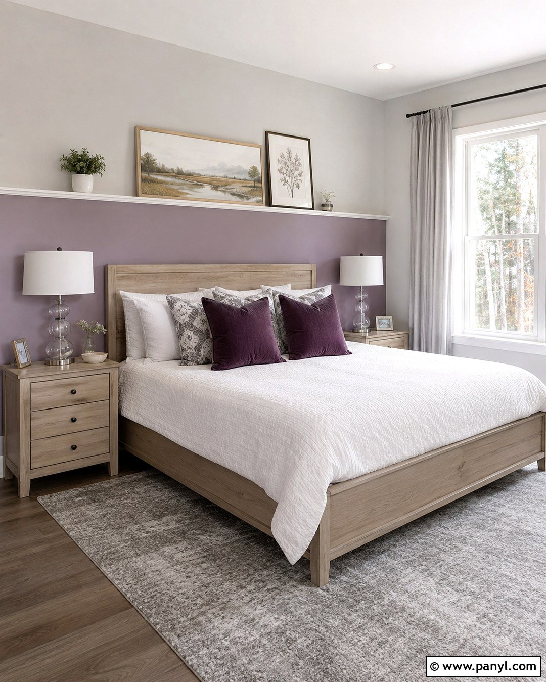 Lavender And Soft Gray Accent Wall - 20 Two Color Accent Wall Ideas